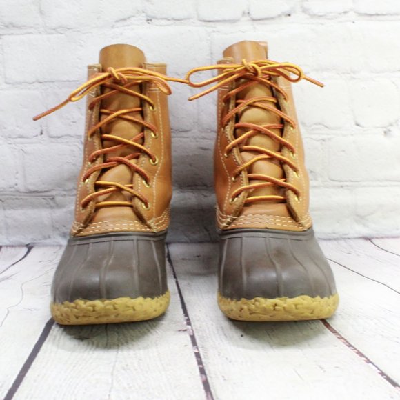 LL Bean Thinsulate Lined 8" Brown Leather Waterproof Duck Boots Size 6 M - Picture 4 of 9